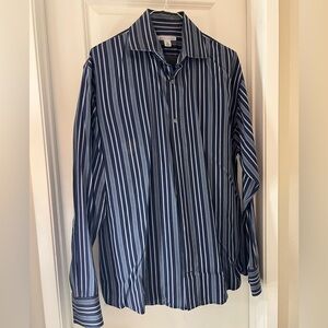 Banana Republic Navy and White Striped Dress Shirt